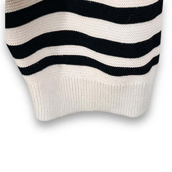 Talbots Sweater 1X Black White Stripe Knit Pullover Classic Nautical Style - Picture 6 of 8